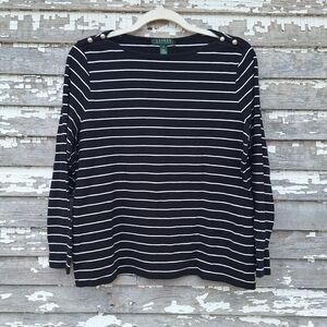 Ralph Lauren Black and White Striped Blouse Size 1X